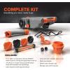 imageCamco Rhino 36Gallon Portable RV Tote Tank  Features 2 Steerable NoFlat Front Wheels ampamp Builtin Gate Valve  Includes Removable 24quot Tow Bar 3 Sewer Hose ampamp More RV Accessories 3900728 Gallon