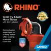 imageCamco RhinoFlex Clear RV Sewer Hose Elbow with 4in1 Adapter  Features a 360Degree Fitting Rotation and Builtin Gasket for OdorTight Protection  Fits 4 Sizes of Dump Station Inlets 39736One Size