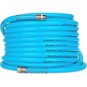 imageCamco EVOFlex 75Ft RV Drinking Water Hose  Features Extra Flexible Design wStainless Steel Strain Relief Ends  LeadFree BPAFree and PhthalateFree  58 Inside Diameter 2259775foot