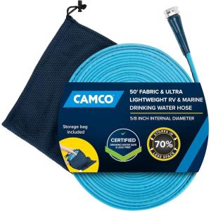 imageCamco EVOFlex 75Ft RV Drinking Water Hose  Features Extra Flexible Design wStainless Steel Strain Relief Ends  LeadFree BPAFree and PhthalateFree  58 Inside Diameter 2259750foot