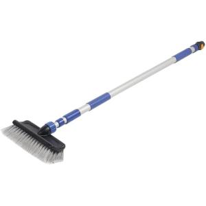 imageCamco FlowThrough Wash Brush with Push Button Telescoping Handle  Connect to Standard Water Hose to Clean Your Vehicle  Great for RV Truck Boat and Car Washing  41960Standard