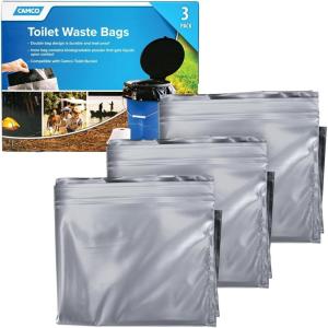 imageCamco Portable Toilet Bucket  Features 3 Bag Liners for Easy Clean Up ampamp Attached Carry Handle  Includes Seat and Lid Attachment 415493Pk Waste Bags
