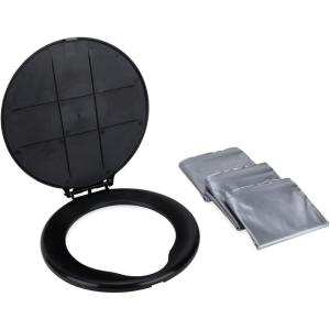 imageCamco Portable Toilet Bucket  Features 3 Bag Liners for Easy Clean Up ampamp Attached Carry Handle  Includes Seat and Lid Attachment 41549Bucket Toilet Seat wLid