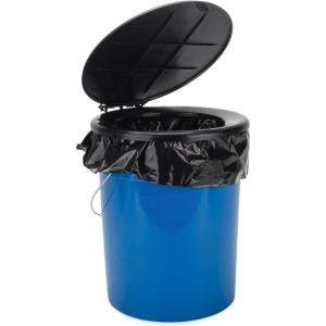 imageCamco Portable Toilet Bucket  Features 3 Bag Liners for Easy Clean Up ampamp Attached Carry Handle  Includes Seat and Lid Attachment 41549Portable Toilet Bucket