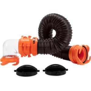 imageCamco Rhino 90Degree RV Tote Tank Adapter  Features Clear LowProfile 90Degree Elbow ampamp 4 Bayonet Prongs on Each End for OdorTight Locking Action  Crafted of HeavyDuty Resin 39485Tote Tank 3Ft Sewer Hose Kit