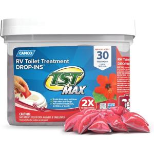 imageCamco TST MAX RV Toilet Treatment DropINs  Control Unwanted Odors ampamp Break Down Waste and Tissue  Safe Septic Tank Treatment  Hibiscus Breeze Scent  30Count 41604Hibiscus Breeze