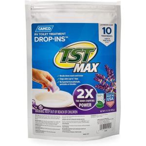 imageCamco TST MAX RV Toilet Treatment DropINs  Control Unwanted Odors and Break Down Waste and Tissue  Septic Tank Safe  Lavender Scent  30pack 41553Lavender