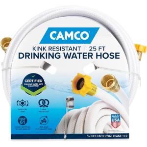 imageCamco TastePURE 25Ft Water Hose  RV Drinking Water Hose Contains No Lead No BPA ampamp No Phthalate  Features DiamondHatch Reinforced PVC Design  58 Inside Diameter Made in the USA 2278358Inch ID