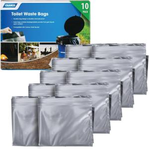 imageCamco Toilet Waste Bags  Features Biodegradable Powder ampamp Leak Proof Double Bag Design  Great for Camping RVing Hiking or Boating  10Pack 415481 Count Pack of 10