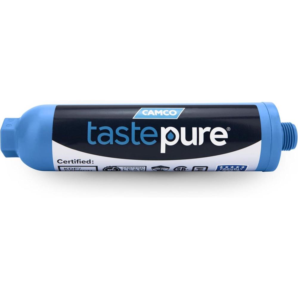 imageCamco Tastepure CamperRV Water Filter  Inline Water Filter Reduces Bad Taste Odor Chlorine ampamp Sediment  Ideal for RVs Campers Travel Trailers Boats  Made in the USA  400411 Count Pack of 1