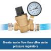 imageCamco Adjustable RVMarine Brass Water Pressure Regulator  Help Stop Damage to RVMarine Appliances Plumbing Fixtures and Hoses  Features Standard Garden Hose Threads for Simple Hookup  40058Water Pressure Regulator