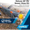 imageCamco Deluxe 20 ft Sewer Hose Kit  Includes 210 ft RV Sewer Hoses PreAttached 360Degree Swivel Fittings and Wye Connector  Ready To Use RV Sewer Kit Easily Compresses for Storage 3966620 Sewer Hose Kit with Wye Connector