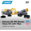 imageCamco Deluxe 20 ft Sewer Hose Kit  Includes 210 ft RV Sewer Hoses PreAttached 360Degree Swivel Fittings and Wye Connector  Ready To Use RV Sewer Kit Easily Compresses for Storage 3966620 Sewer Hose Kit with Wye Connector