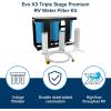 imageCamco Evo X3 Triple Stage Premium CamperRV Water Filter Kit  Features 3 Replaceable Cartridges to Remove Sediments Chlorine Bad Tastes Odors Viruses Bacteria Contaminates and More 40649