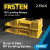 imageCamco Fasten Premium RV Leveling Trailer Ramps wConvenient Handle  Nesting Design for RV Storage  Compatible wSquare Leveling Blocks  2Pack 44535