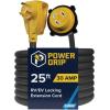 imageCamco Power Grip 50Ft 30 Amp RV Extension Cord w90 Locking End  Rated for 125V  3750W  Features Threaded Locking Ring for Weatherproof Connection ampamp 10Gauge Copper Wire 5552525Foot
