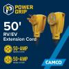 imageCamco Power Grip 50Ft 50 Amp RV Extension Cord  Rated for 125250 V12500 W  Features Copper 63  81Gauge Wires for Superior Conductivity ampamp Coated wHeatResilient PVC 5519950Foot
