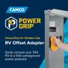 imageCamco Power Grip Electrical Offset Adapter  15 amp to 50 amp RV Power Adapter  Offset Design to Relieve Cord Stress 5513750amp to 30amp Adapter