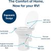 imageCamco Premium Ceramic CamperRV Toilet  Features Gravity Flush System wConvenient Foot Pedal  FullSized Ergonomic Design w18quot Chair Height  SoftClose Wood Seat ampamp Lid  Bone 41715White