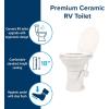 imageCamco Premium Ceramic CamperRV Toilet  Features Gravity Flush System wConvenient Foot Pedal  FullSized Ergonomic Design w18quot Chair Height  SoftClose Wood Seat ampamp Lid  Bone 41715Bone