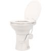 imageCamco Premium Ceramic CamperRV Toilet  Features Gravity Flush System wConvenient Foot Pedal  FullSized Ergonomic Design w18quot Chair Height  SoftClose Wood Seat ampamp Lid  Bone 41715Bone