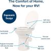 imageCamco Premium Ceramic CamperRV Toilet  Features Gravity Flush System wConvenient Foot Pedal  FullSized Ergonomic Design w18quot Chair Height  SoftClose Wood Seat ampamp Lid  Bone 41715Bone