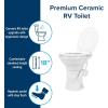 imageCamco Premium Ceramic CamperRV Toilet  Features Gravity Flush System wConvenient Foot Pedal  FullSized Ergonomic Design w18quot Chair Height  SoftClose Wood Seat ampamp Lid  Bone 41715White