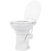 imageCamco Premium Ceramic CamperRV Toilet  Features Gravity Flush System wConvenient Foot Pedal  FullSized Ergonomic Design w18quot Chair Height  SoftClose Wood Seat ampamp Lid  Bone 41715White
