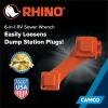imageCamco RhinoFLEX 6in1 RV Sewer Wrench  Compatible with 3Inch and 4Inch Male or Female Sewer Cleanout Plugs Slotted or Flush Sewer Plugs and All 4in1 Adapters 39755Wrench