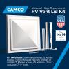 imageCamco Universal RV Roof Vent Replacement Kit  Fits Standard 14quot x 14quot Vent Openings  Works with Jensen Ventline and Elixir Models  Includes 3 Hardware Options 40195