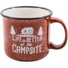 imageCamco Life is Better at The Campsite Ceramic Mug  Microwave and Dishwasher Safe  White Background with Sketched RVs Design  14oz 53383Speckled Red