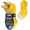 imageCamco Power Grip Electrical Offset Adapter  15 amp to 50 amp RV Power Adapter  Offset Design to Relieve Cord Stress 5513750amp to 30amp Adapter