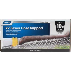 imageCamco 10Ft CamperRV Sewer Hose Support  Features Lightweight Durable Aluminum Design  Includes Strap Kit  Easily Folds for RV Storage 4035110Foot