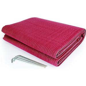 imageCamco 42882 Reversible Design 6 by 9 Foot Outdoor Camping Breathable Portable RV Awning Leisure Mat Pad Woven Burgundy