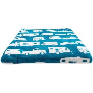 imageCamco 53441 Life is Better at The Campsite Plush Fleece Blanket Queen Size  Keeps You Warm While at Home Camping or on Picnics  Machine Washable  Features a Brand RV Print Autumn GoldBlue
