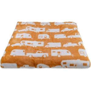 imageCamco 53441 Life is Better at The Campsite Plush Fleece Blanket Queen Size  Keeps You Warm While at Home Camping or on Picnics  Machine Washable  Features a Brand RV Print Autumn GoldAutumn Gold