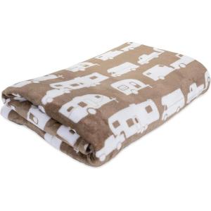 imageCamco 53441 Life is Better at The Campsite Plush Fleece Blanket Queen Size  Keeps You Warm While at Home Camping or on Picnics  Machine Washable  Features a Brand RV Print Autumn GoldGreige
