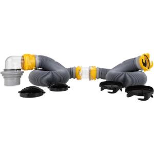 imageCamco Deluxe 20 ft Sewer Hose Kit  Includes 210 ft RV Sewer Hoses PreAttached 360Degree Swivel Fittings and Wye Connector  Ready To Use RV Sewer Kit Easily Compresses for Storage 3966620 Sewer Hose Kit
