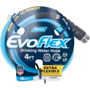 imageCamco EVOFlex 4Ft RV Drinking Water Hose  Features Extra Flexible Design wStainless Steel Strain Relief Ends  LeadFree BPAFree and PhthalateFree  58 ID 22590