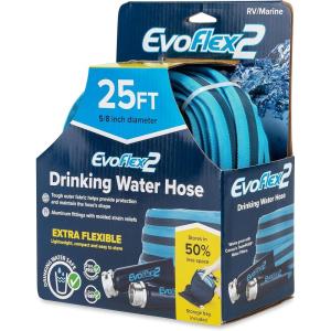 imageCamco EvoFlex 25Foot Drinking Water Hose  Features an Extra Flexible Construction  Stainless Steel Strain Reliefs on Each Hose End  Ideal for RV and Marine Use 22594Blue  Lightweight  Flexible
