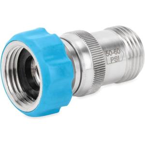 imageCamco Flow StainlessSteel Regulator Protects RV Plumbing High Pressure Water Compatible with 34quot Garden Hose Threads 40054Water PressureRegulator