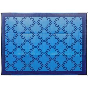 imageCamco Large Reversible Outdoor Patio Mat  Easy to Clean Perfect for Picnics Cookouts Camping and The Beach 9 x 12 Lattice Blue Design 42856
