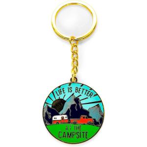 imageCamco Life is Better at The Campsite Navy Blue RV Heart KeychainGold Ring for Car Fobs and Keys 53288Gold