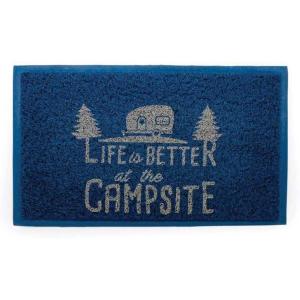 imageCamco Life is Better at The Campsite Scrub Rug  Ideal for Homes Outdoors Under Pet Bowls and More  Easy to Clean  TealWhite Small 53199Blue