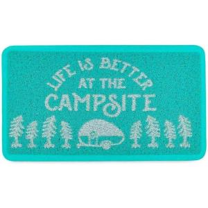 imageCamco Life is Better at The Campsite Scrub Rug  Ideal for Homes Outdoors Under Pet Bowls and More  Easy to Clean  TealWhite Small 53199TealWhite
