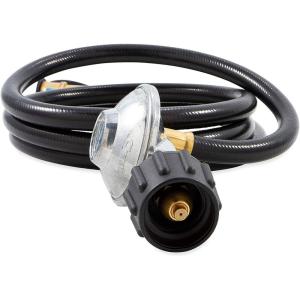 imageCamco Low Pressure Gas Regulator  Rated at 70000 BTUs Per Hour  Includes 8Foot Hose  Great for Camping RVing Grilling and More 577046 Hose