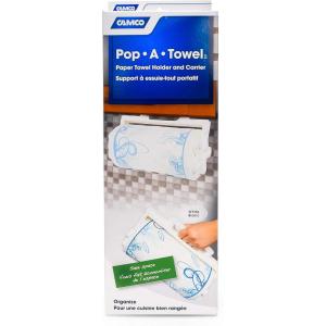 imageCamco PopATowel Mountable or Portable Paper Towel Holder Dispenser Keep Paper Towels Clean Conserve Space in Your RV Kitchen White 57111White