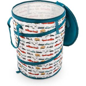 imageCamco PopUp Utility Container  Features Heavy Duty Liner ampamp Zipper Close Lid  Holds 30Gallon KitchenSize Trash Bags  Stands 2Ft Tall ampamp Collapses for RV Storage and Organization 42986Large
