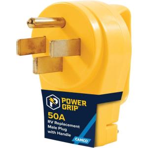 imageCamco Power Grip Camper  RV Replacement Plug  Attach 50 Amp Plug to Existing RV Extension Cord  Features 50 Amp RV Plug NEMA 1450P ampamp Ergonomic Designed Handle  Rated 125250V12500W 5525550 Amp