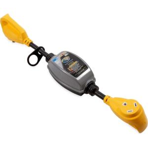 imageCamco PowerGrip 50Amp CamperRV Circuit Analyzer Dogbone  Features Integrated Surge Protection Up to 4200 Joules ampamp Diagnostic LEDs for Fault Indication 5531930M30F